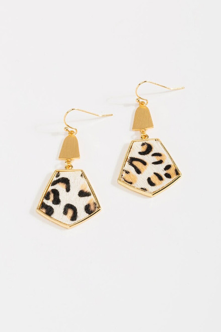 White Leopard Drop Earrings