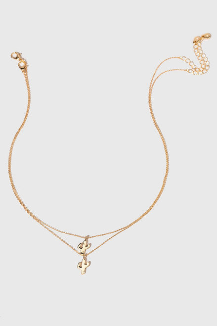 Besties Stick Together Cactus Pendant Gold Carded Necklace Set