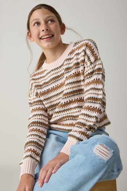 Hello Franki Multi Striped Sweater For Girls