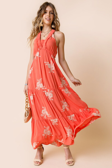 Geneva Embroidered Floral Maxi Dress