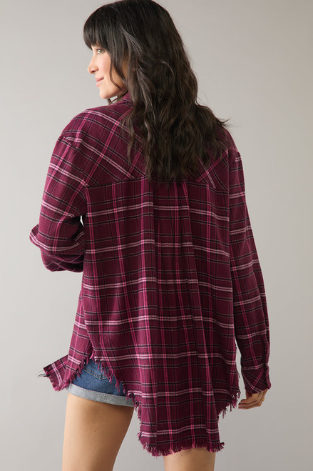 Kimmie Burgundy Plaid Button Down Shirt