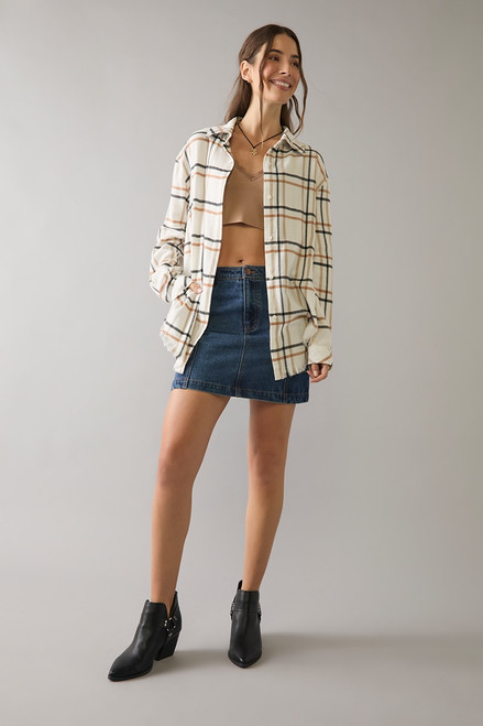 Kimmie Ivory Plaid Button Down Shirt