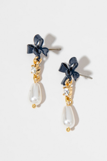 Alissa Glass And Pearl Linear Earrings