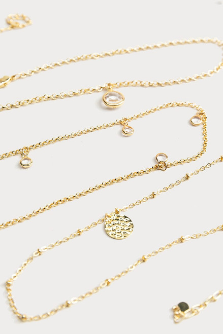 Hello Franki Cz Drop And Pendant Gold Necklace Set for girls