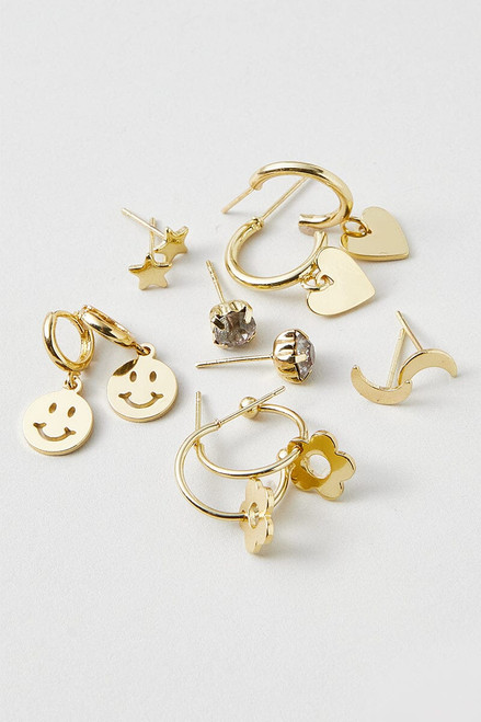 Hello Franki 6Pk Metal Icon Gold Earring Set for girls