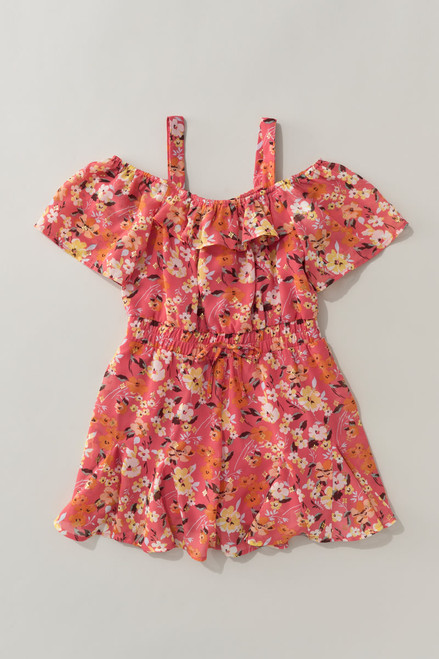 Hello Franki Floral Chiffon With Foil Romper for girls