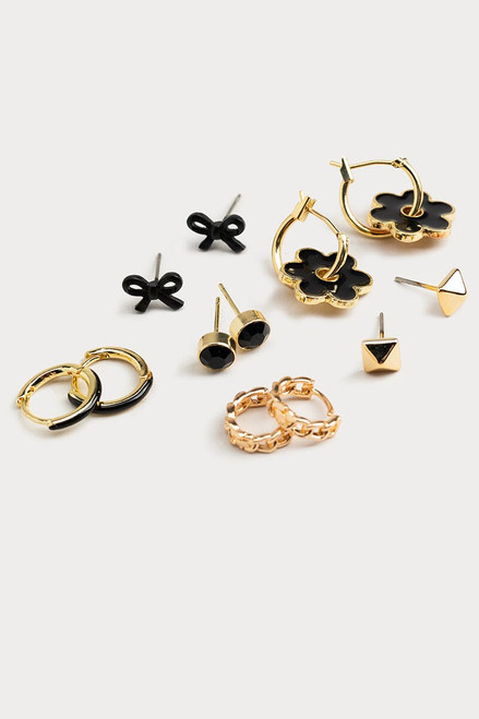 Hello Franki 6Pk Black Earring Set for girls