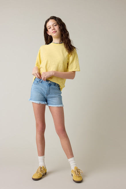 Hello Franki Raw Hem Denim Short for girls