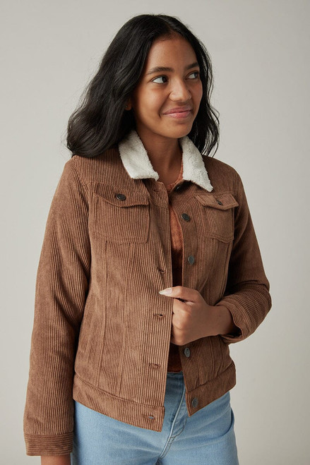 Hello Franki Cord Sherpa Lined Trucker Jacket for girls