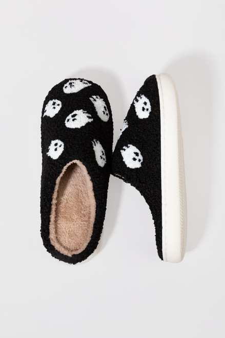 Robyn Ghost Pattern Fuzzy Slippers
