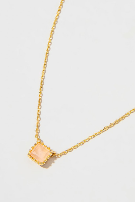 Suzy Rose Quartz Gold Chain Pendant Necklace