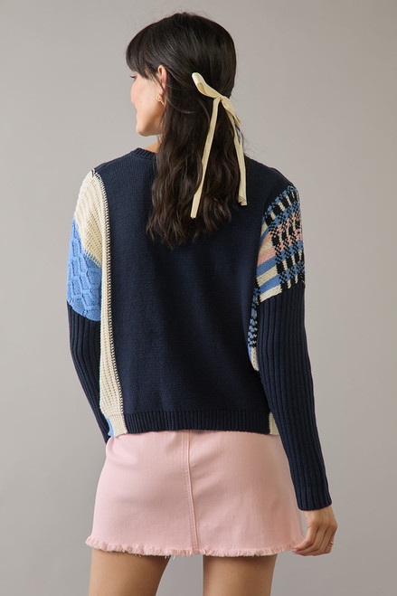 Elaine Mixed Pattern Long Sleeve Pullover