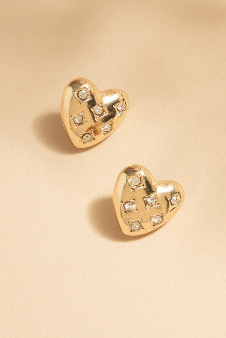 Raquel Glass Star Inset Heart Stud Earrings
