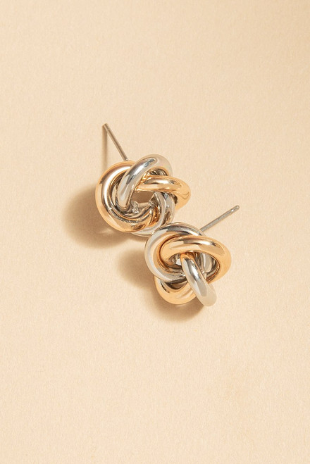 Melanie Mixed Metal Knot Stud Earrings