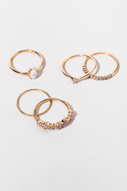 Betsy Dainty Opal Rings Set