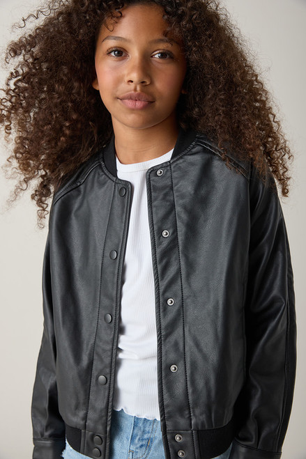 Hello Franki Vegan Leather Bomber Jacket for Girls