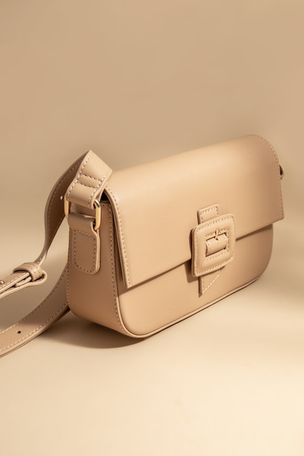 Ann Vegan Leather Buckle Flap Handbag