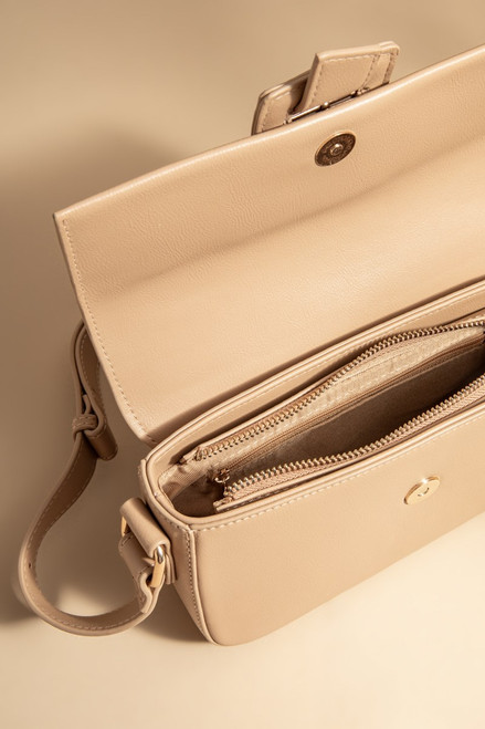 Ann Vegan Leather Buckle Flap Handbag