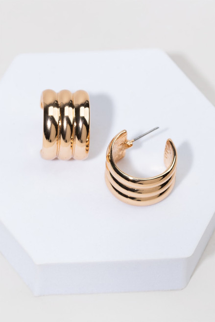 Laurel Thick Stripe Quilted Hoop Earrings