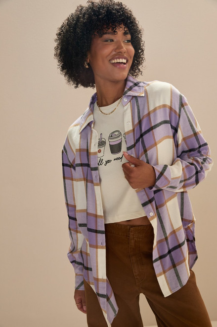 Trisha Clean Hem Plaid Top