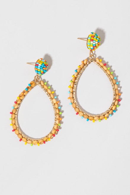 Abegail Seedbead And Wood Earrings