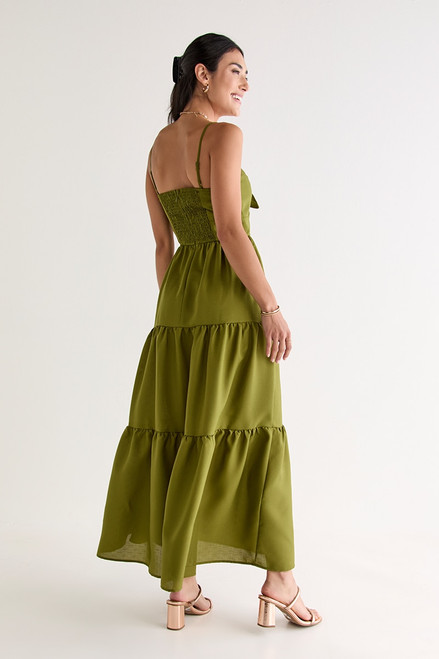 Harriet Tie Front Tiered Midi Dress