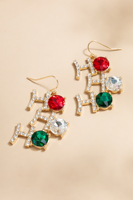 Ho Ho Ho Crystal Drop Earrings