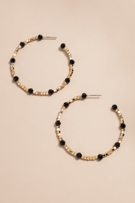 Emma Gold Glass Bead Hoop Earrings