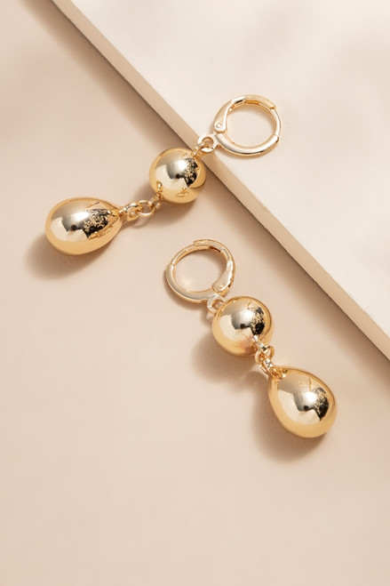 Anne Gold Ball On Hoop Earrings