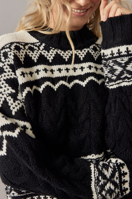 Judy Mock Neck Fairisle Pullover Sweater