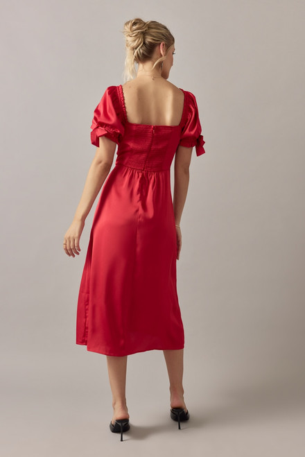 Krista Tie Sleeve Waisted Midi Dress