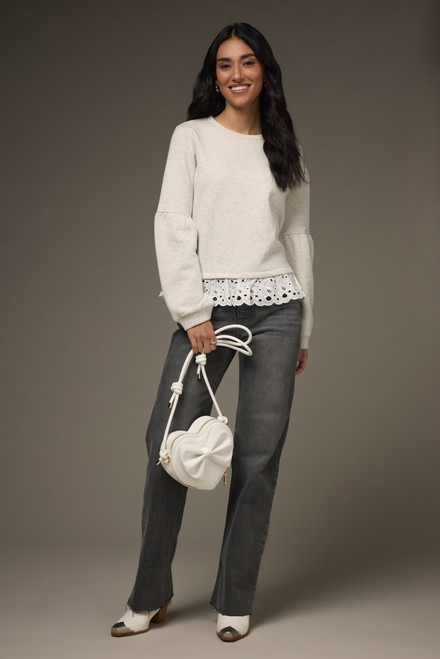 Natalia Lace Trim Crewneck Sweatshirt