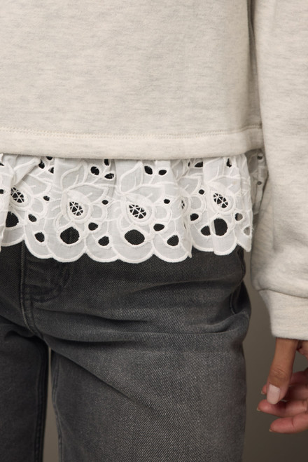 Natalia Lace Trim Crewneck Sweatshirt