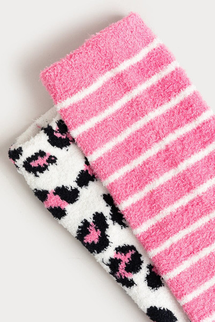 Hello Franki Leopard Cozy Non-Skid Socks 2- Pair for girls