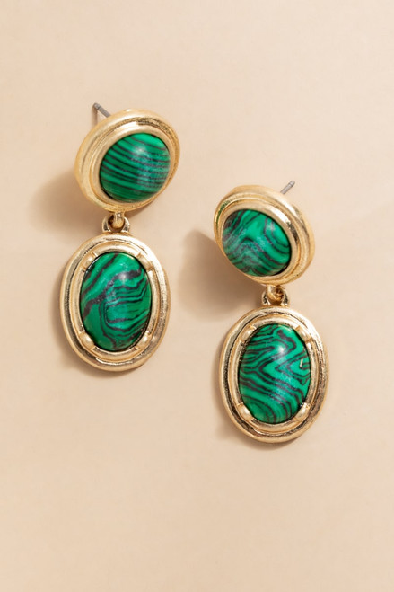 Nicole Malachite Double Drop Earrings