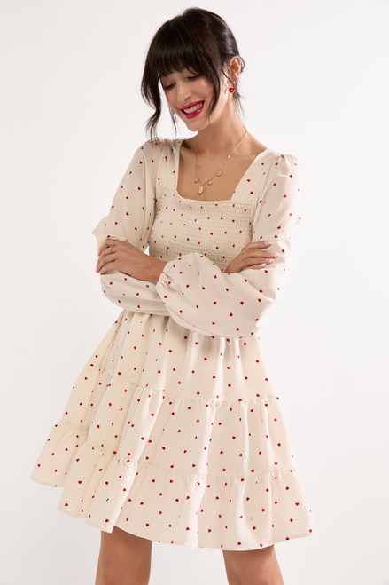 Shannon Heart Ditsy Tiered Mini Dress | francesca's®