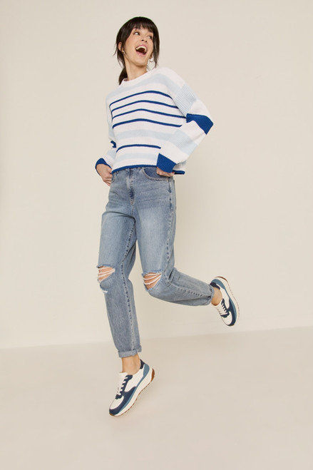 Penny Striped Cropped Pullover Sweater
