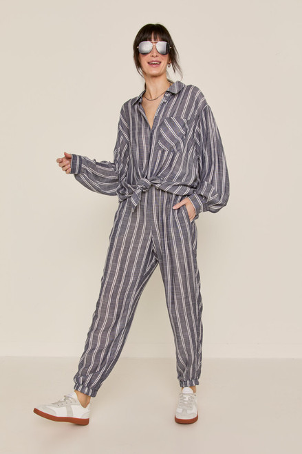 Alexis Oversized Striped Button Down Top