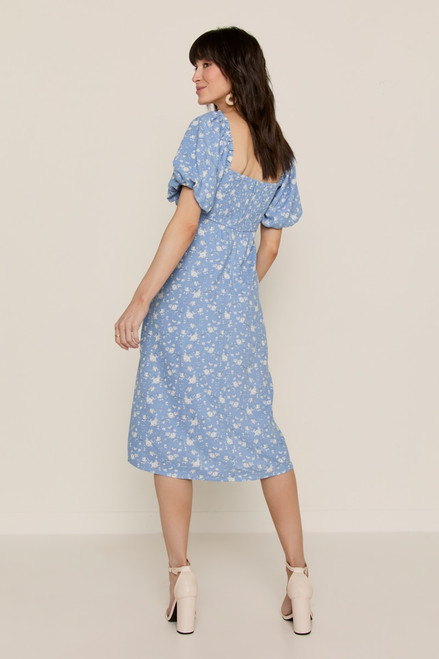 Petra Pleated Upper Floral Midi Dress