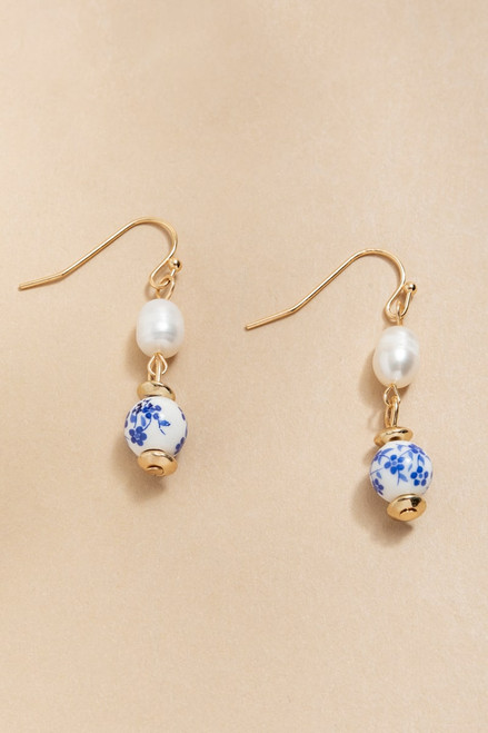 Judith Pearl And Ceramic Drop Earrings