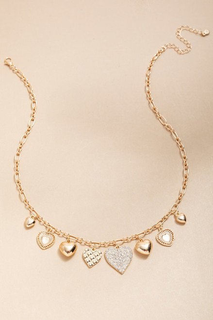 Patsy Mixed Heart Charm Pendant Necklace