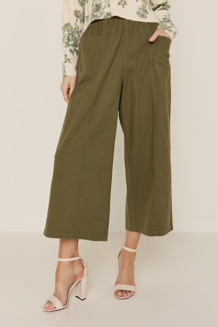 Olivia Double Pocket Culotte Pants Olive Green