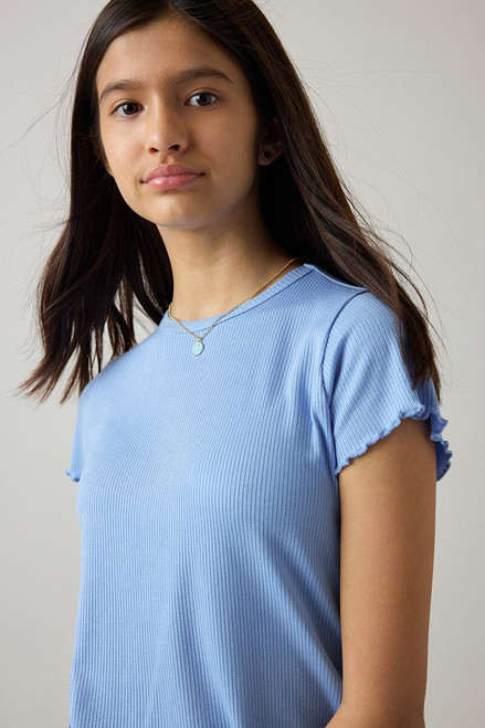 Hello Franki Everly Lettuce Edge Rib Knit T-Shirt for girls