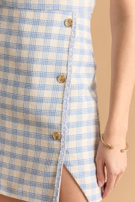 Paula Square Neck Tweed Mini Dress