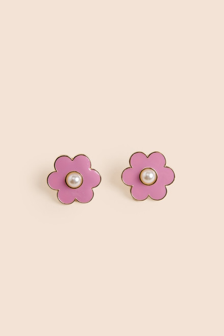 Jessie Pearl Flower Stud Earrings