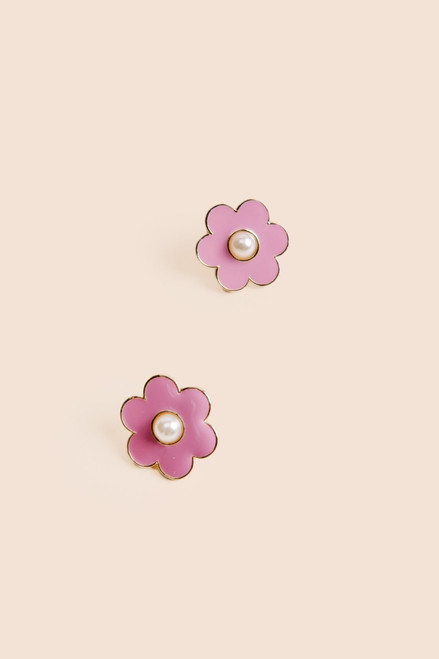 Jessie Pearl Flower Stud Earrings