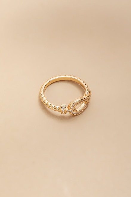 Aida Embossed Horsebit Ring