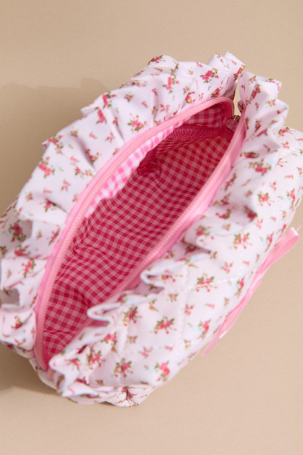 Floral Frill Top Cosmetic Bag