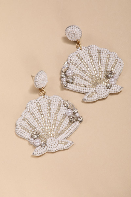 Cheryl Beaded Shell Drop Earrings