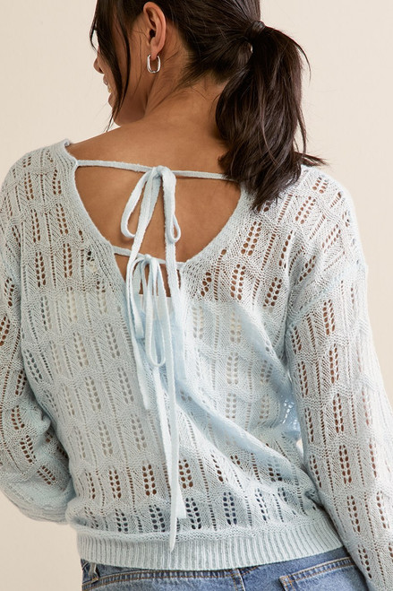 Abbie Back Tie Pullover Sweater